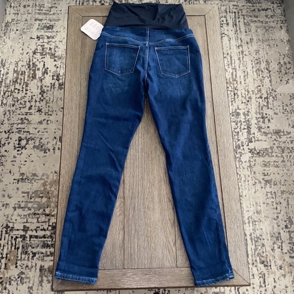 Isabel Maternity Crossover Panel Brushed Back Skinny Maternity Jeans Blue Dusk - Picture 4 of 11